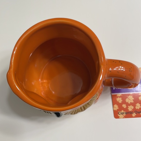 NEW ! Fall Fest Ceramic Figural owl coffee Mug Tea cup spice Orange Brown - Picture 5 of 8